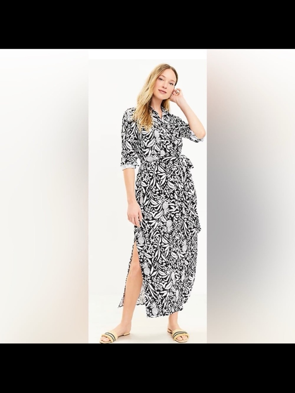 Nwt Loft linen blend Pineapple Maxi Dress size 4